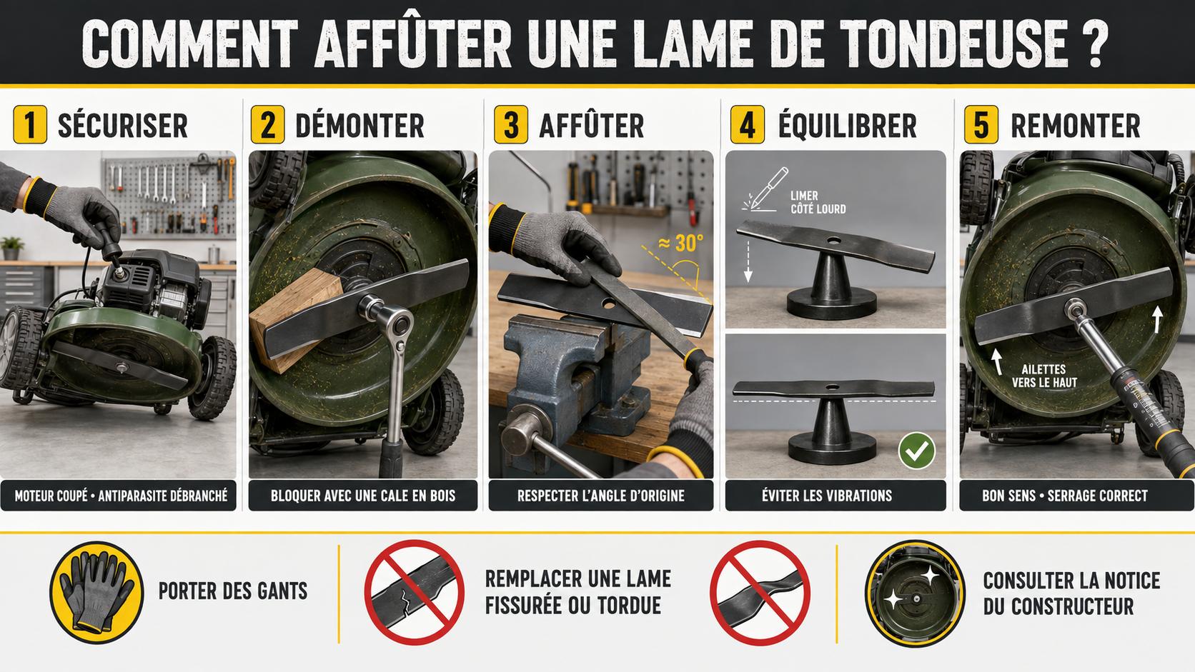 affutage lame tondeuse à gazon