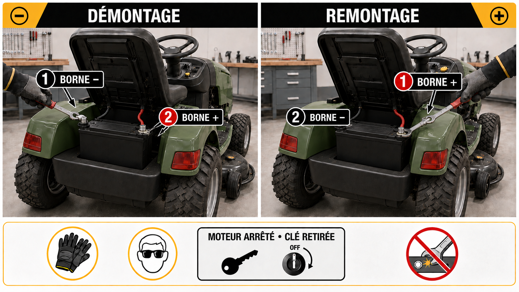 Comment remplacer la batterie sur un tracteur tondeuse