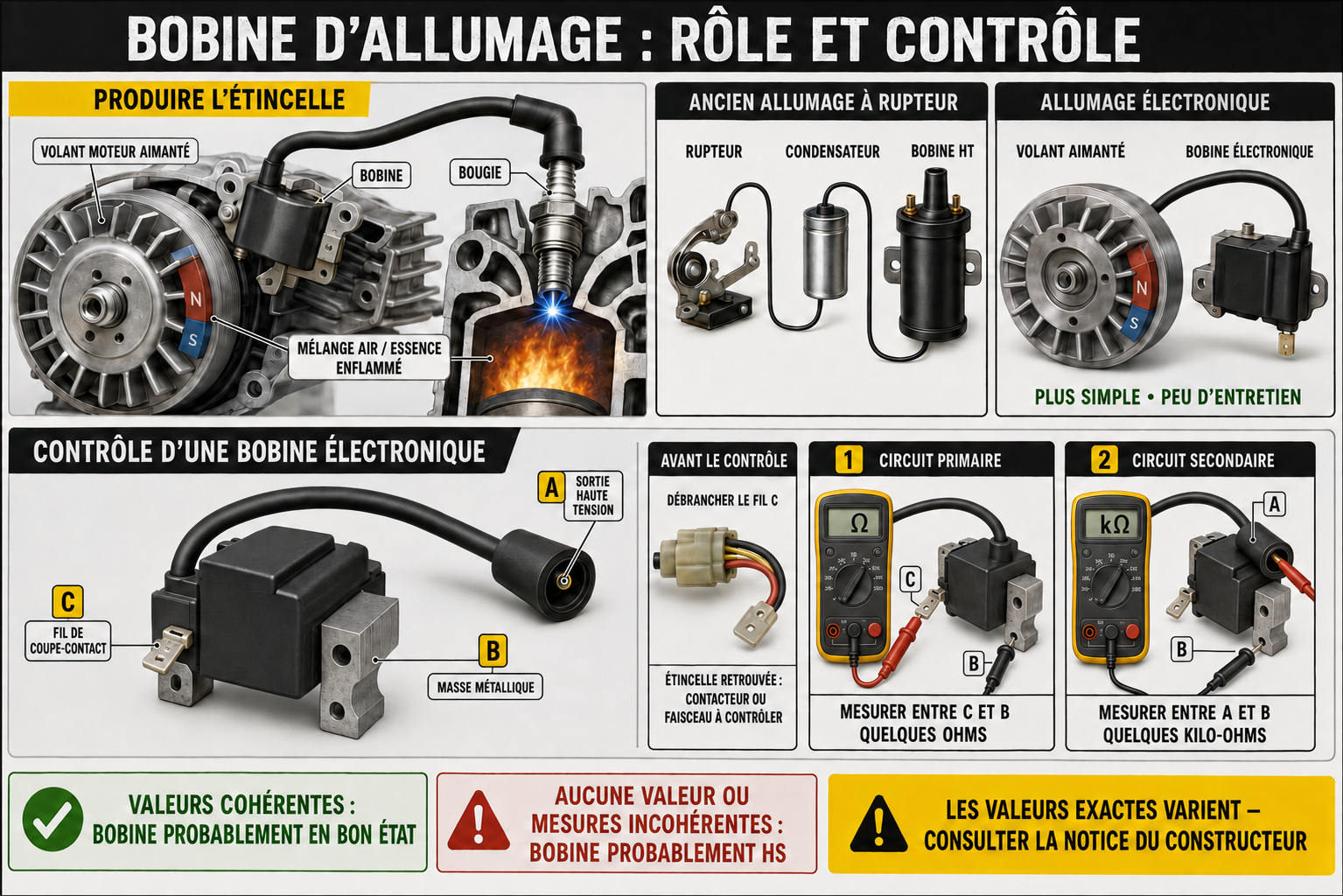 controle bobine allumage tondeuse