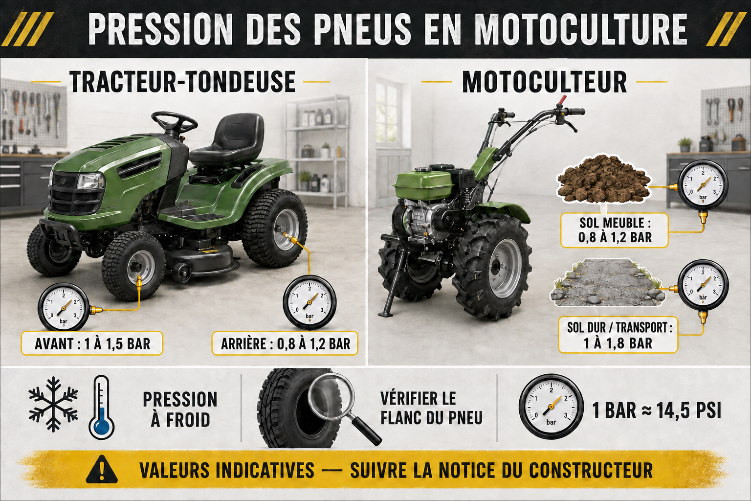pression gonflage pneu tondeuse