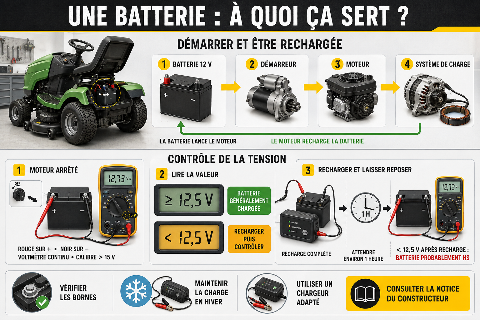 controle charge batterie tondeuse