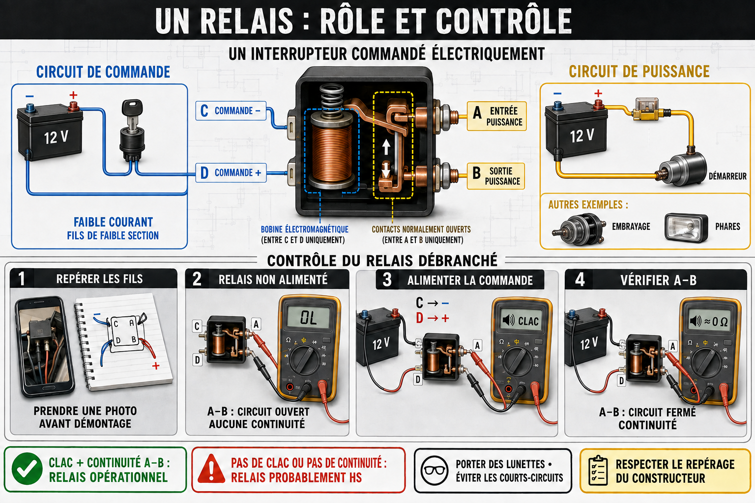 controle relais démarreur tracteur tondeuse