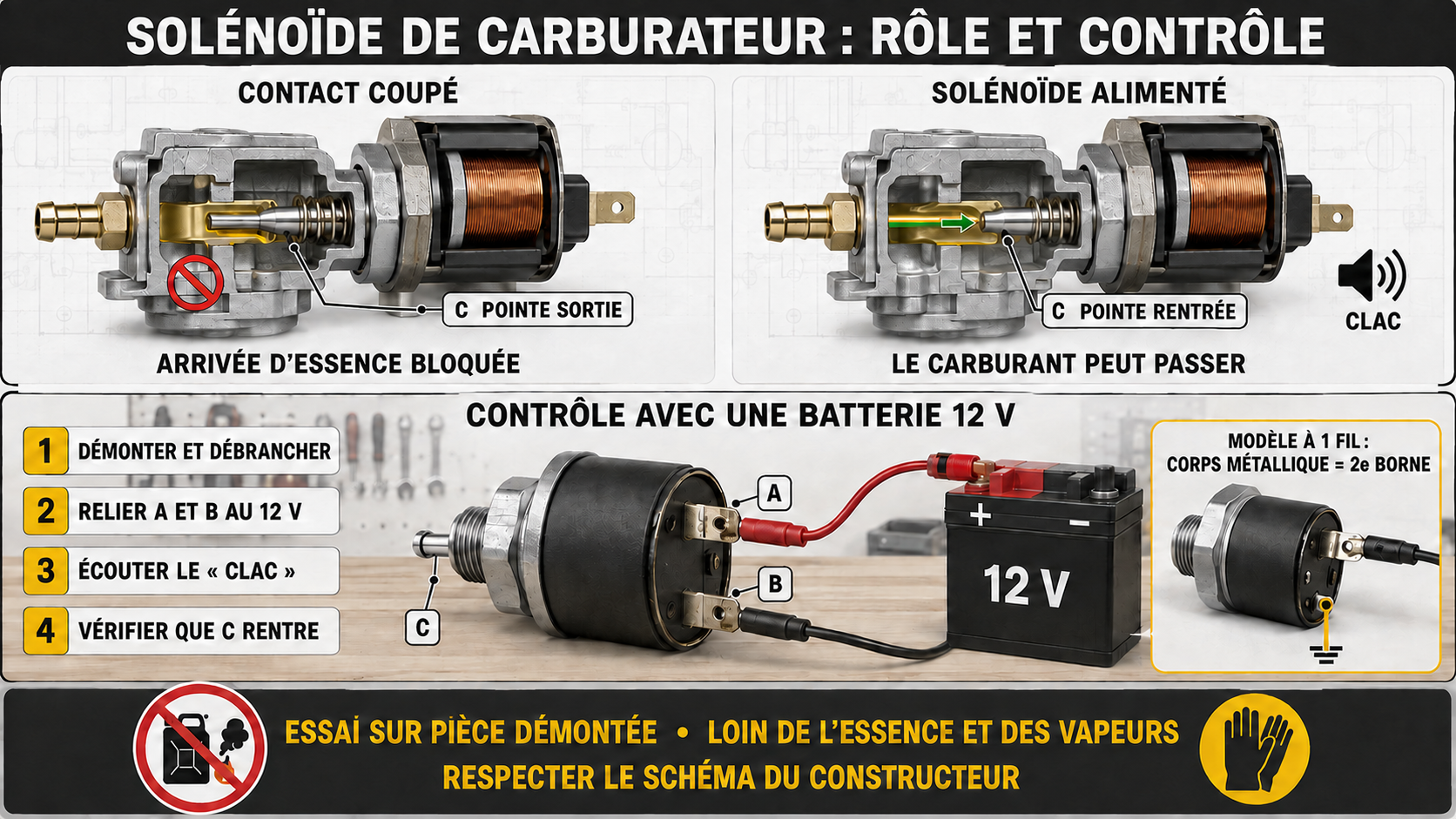 controle electrovanne carbu tondeuse